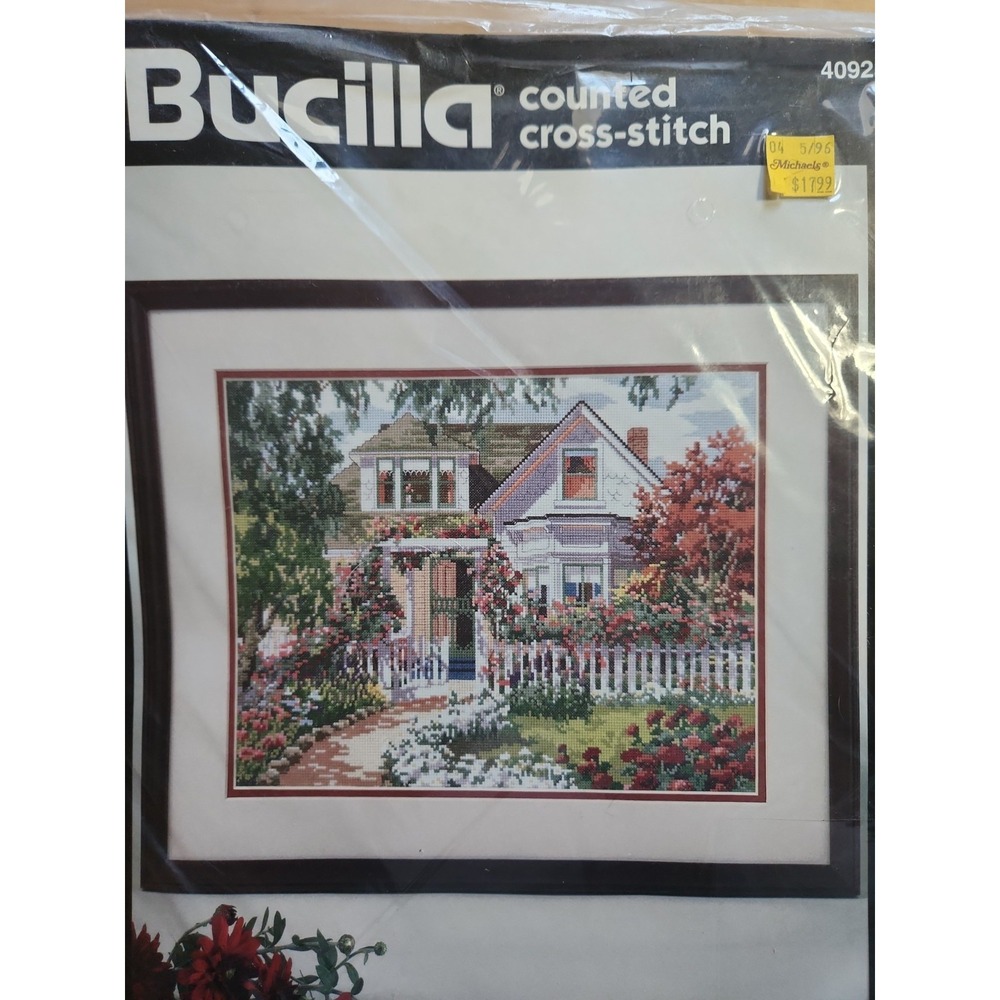 VTG. NIP Bucilla Cross Stitch Kit SUMMER SYMPHONY #40925 Floral Roses Garden